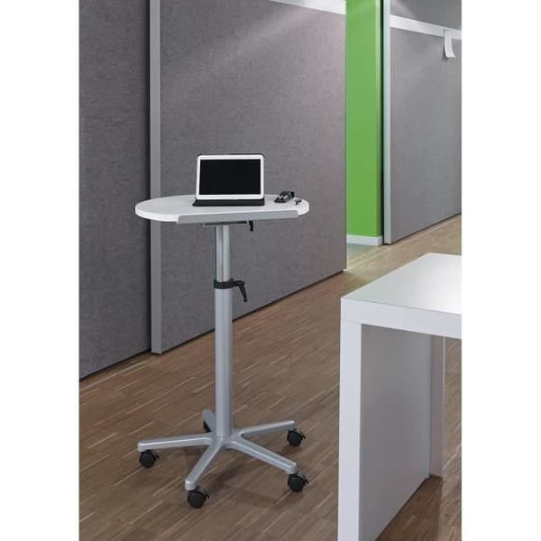 Stående skrivbord MAUL Statisk Arbetsstation, Kontinuerligt Justerbar Höjd från 75 till 120 cm, Vit