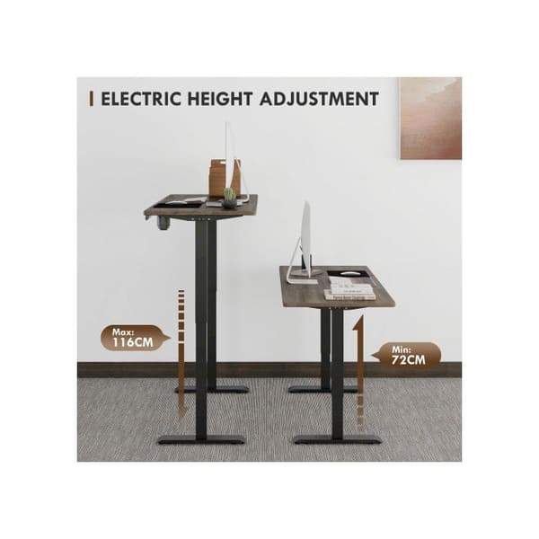 Vinsetto Elektriskt skrivbord med motor, naturlig + svart, 140x70x72-116 cm