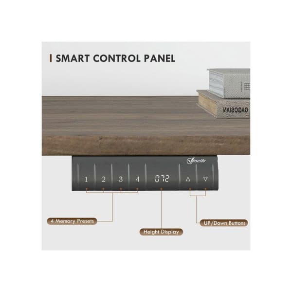 Vinsetto Elektriskt skrivbord med motor, naturlig + svart, 140x70x72-116 cm