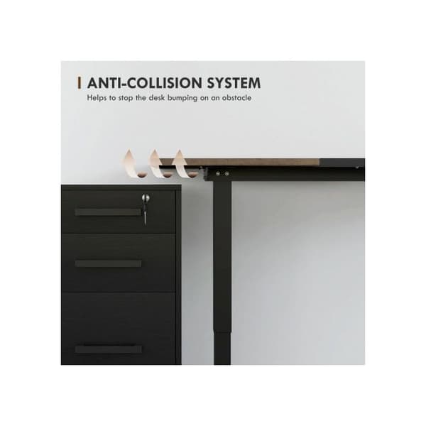 Vinsetto Elektriskt skrivbord med motor, naturlig + svart, 140x70x72-116 cm