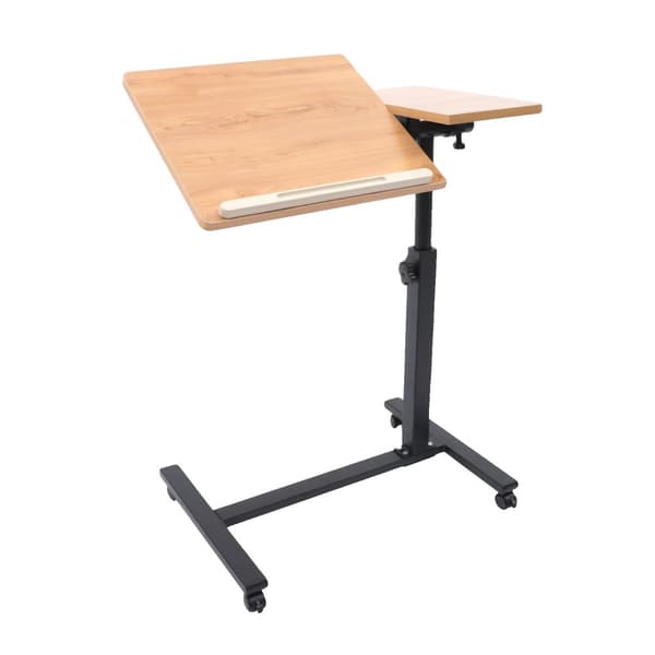Rullende Laptopbord, Justerbar Højde 22,83-35,43 tommer, 360° Drejelig Bordplade,Champagne