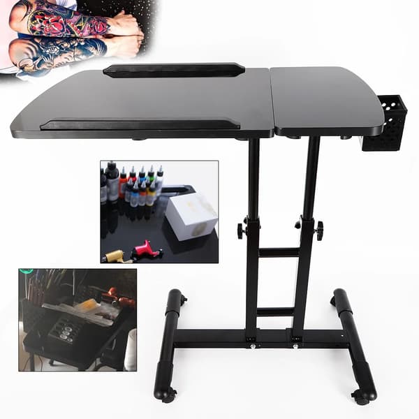 Bærbar Tattoo Arbejdsstation, Justerbar Højde 57,5-90 cm, Robust Jernkonstruktion, Sikkerhedsfunktioner