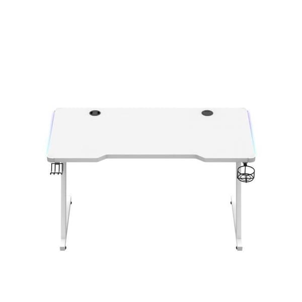 Bureau gaming HUZARO HERO 2.5 LED RGB Vit, 120x60x75cm Dryckeshållare, Hörlurskrok, PC-bord, Databehandling, Speldator