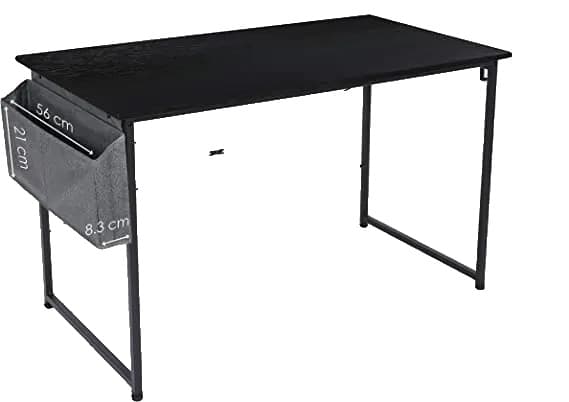 Computer skrivebord, opbevaringspose, træ, 120 x 60 cm Sort