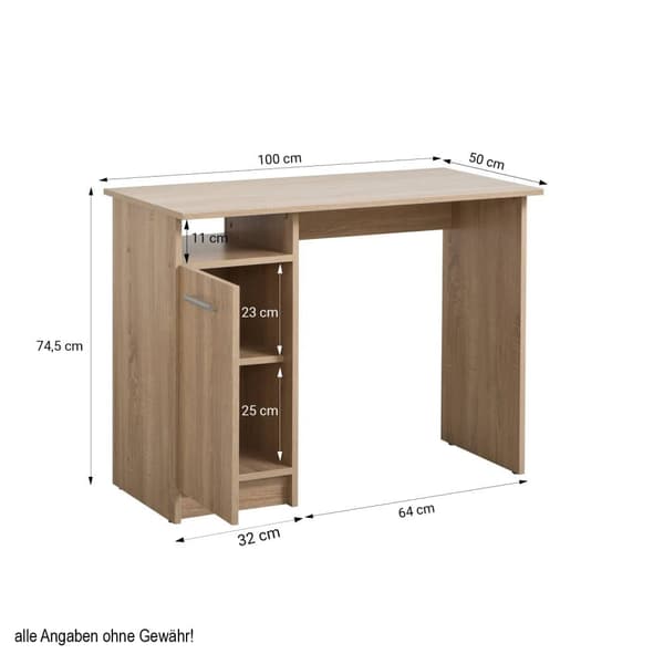 Datorbord, 100x50x74,5 cm, Natur