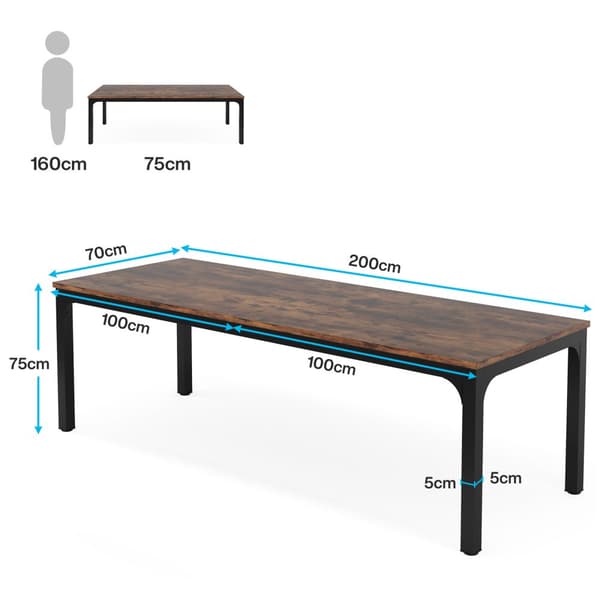 Tribesigns Datorbord - Skrivbord - 200 x 70 x 75 cm - Arbetsbord - Industriell stil