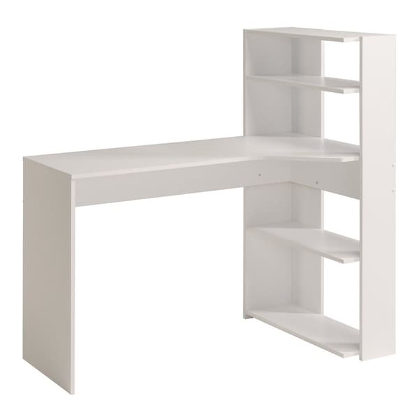 Bureau Blanc avec étagère de rangement L121 cm - Mister