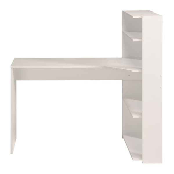 Bureau Blanc avec étagère de rangement L121 cm - Mister