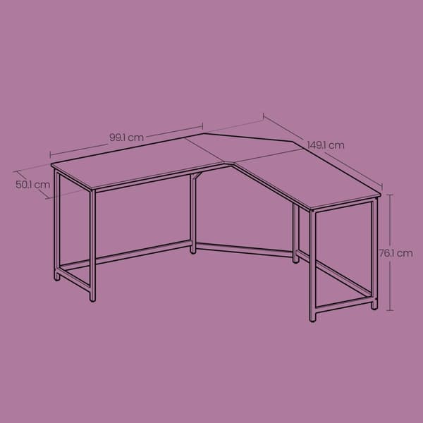 Rootz L -formet skrivebordspilbord - hjørnebord - arbejdsstation - Rumbesparende design - 149,1 cm x 149,1 cm x 76,1 cm