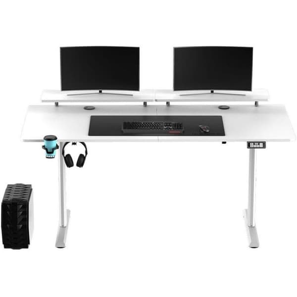 Bureau - rehausse bureau Ultradesk, justerbart elektriskt, 160X70 cm, 72-117 cm, HIGHLANDER XXL WHITE, vit
