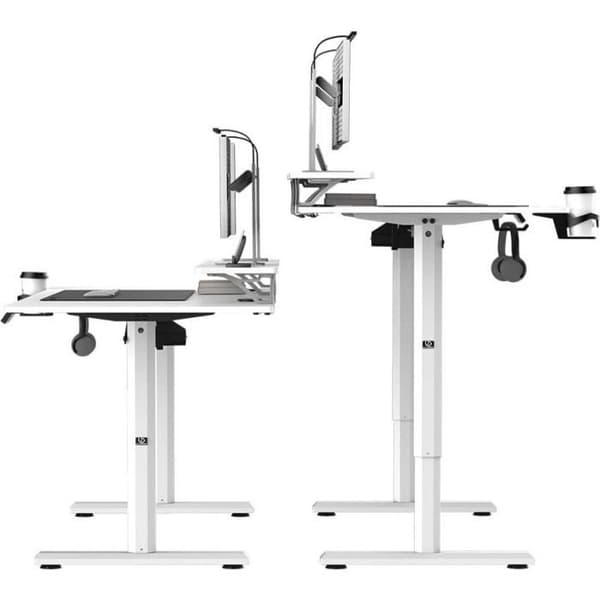 Bureau - rehausse bureau Ultradesk, justerbart elektriskt, 160X70 cm, 72-117 cm, HIGHLANDER XXL WHITE, vit
