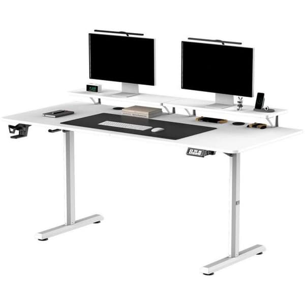Bureau - rehausse bureau Ultradesk, justerbart elektriskt, 160X70 cm, 72-117 cm, HIGHLANDER XXL WHITE, vit