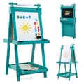 Miniatyrbillede 1 af 8: Kunstnerstaffeli, 3-i-1 Foldbar Dobbeltsidet med Kridttavle og Whiteboard, 55x66x106/116/126 cm, Grøn