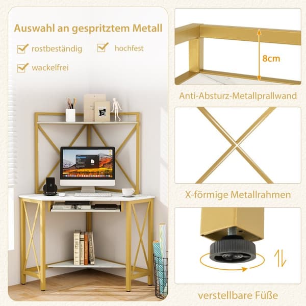 Skrivebord, 113x75x145 cm, Brun og Sort