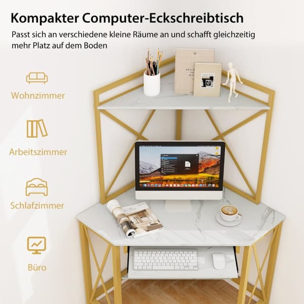 Skrivebord, 113x75x145 cm, Brun og Sort
