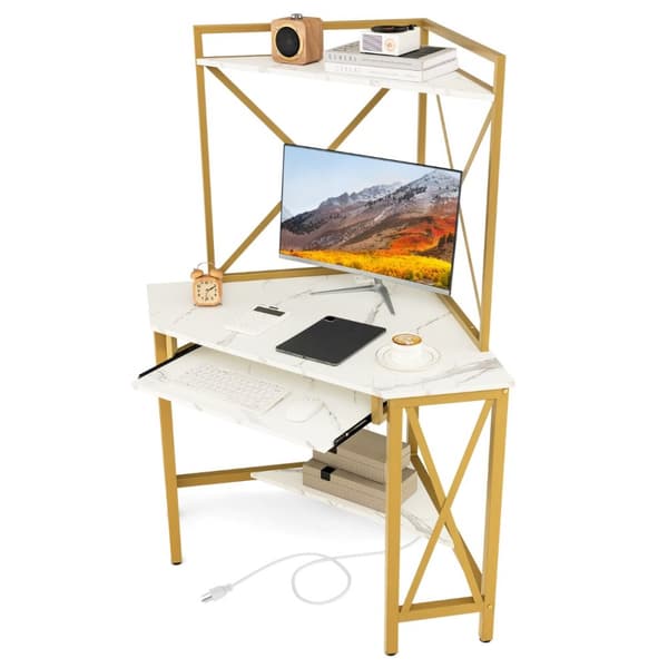 Skrivebord, 113x75x145 cm, Brun og Sort