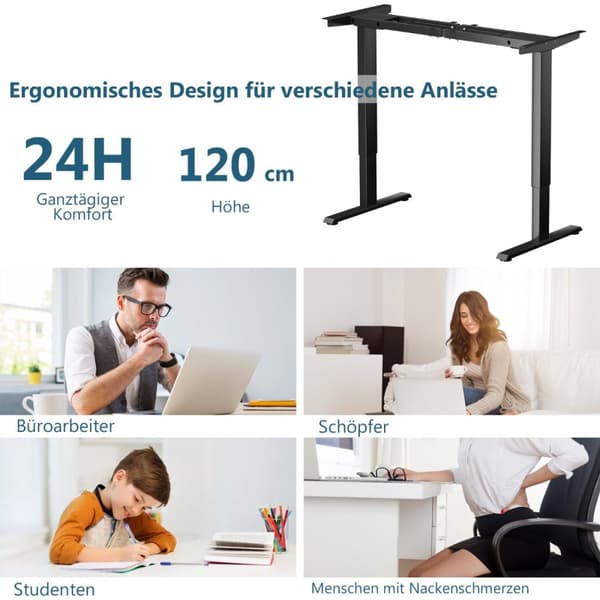 Skrivebordsstativ, 109-151x59x70-120 cm, Sort
