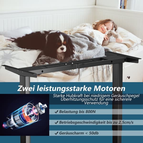 Skrivebordsstativ, 109-151x59x70-120 cm, Sort