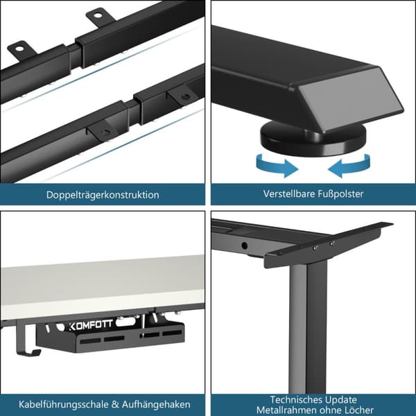 Skrivebordsstativ, 109-151x59x70-120 cm, Sort