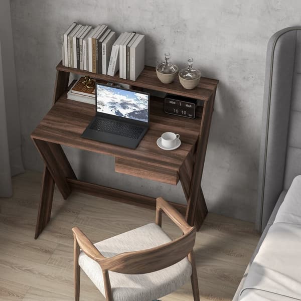 Computerskrivebord, 90x61x94 cm, Sort/Valnød