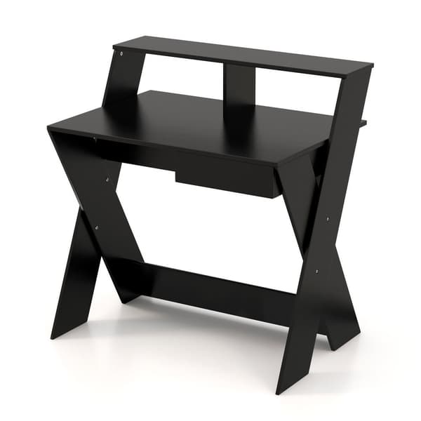 Computer Skrivebord, 90x61x94 cm, Sort/Valnød