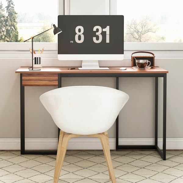 Computerskrivebord, 122x56x76 cm, Valnød