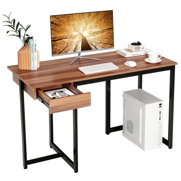 Computerskrivebord, 122x56x76 cm, Valnød