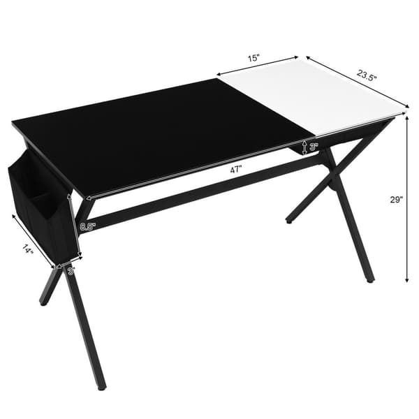 Datorskrivbord, 47x23.5x29 tum, Svart