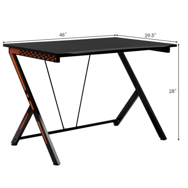 Datorskrivbord, 46x29.5x28 tum, Svart