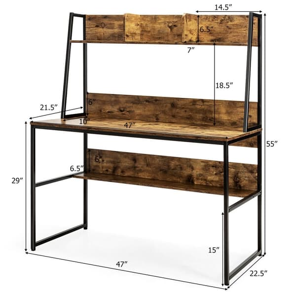 Datorskrivbord, 47x22.5x55 tum, Natur