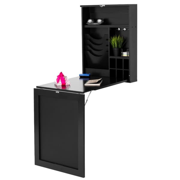 Vægmonteret skrivebord, 31x23.6x60 tommer, Sort