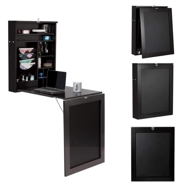 Vægmonteret skrivebord, 31x23.6x60 tommer, Sort