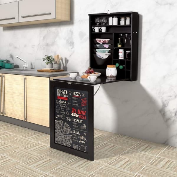Vægmonteret skrivebord, 31x23.6x60 tommer, Sort