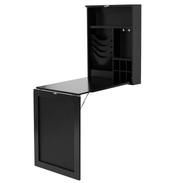 Vægmonteret skrivebord, 31x23.6x60 tommer, Sort
