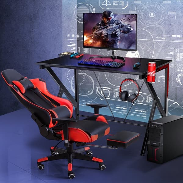 Gaming skrivebord, 115x73x76.5 cm, Sort