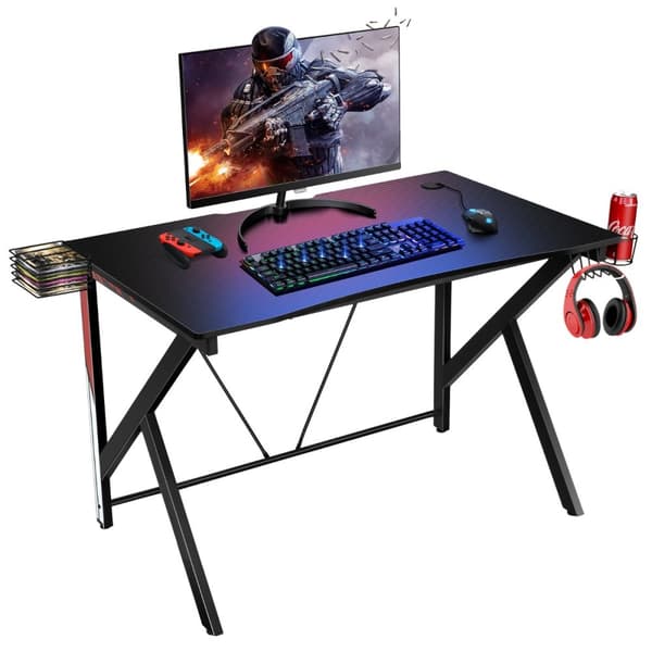 Gaming skrivebord, 115x73x76.5 cm, Sort