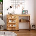 Miniatyrbillede 6 af 8: Foldbart sybord, 119x117x80 cm, Natur/Brunt/Hvid