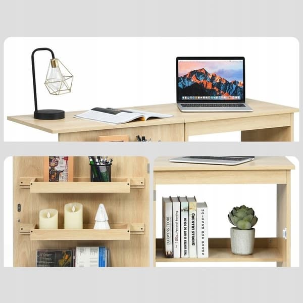 Foldbart skrivebord og skab, 118,5x40x79,5 cm