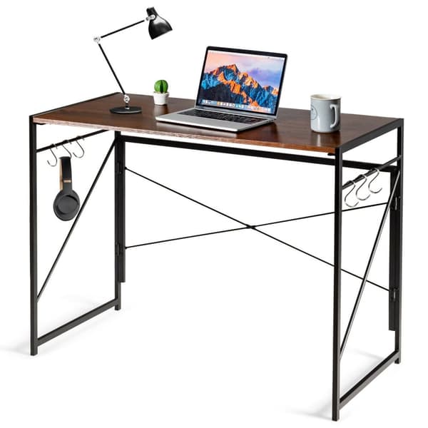 Sammenklappeligt computerbord, 39,5x19,5x29,5 tommer, Brun