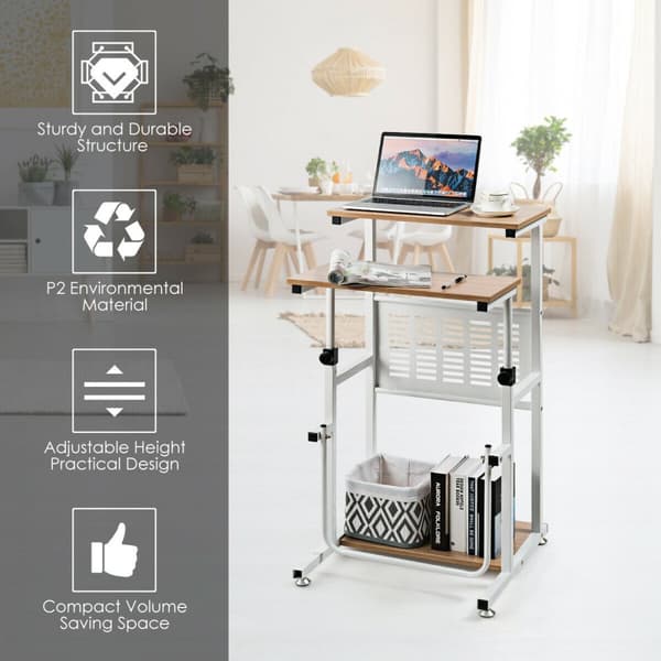 Justerbart stand-up skrivebord, 22x21x38,5 tommer, Eg
