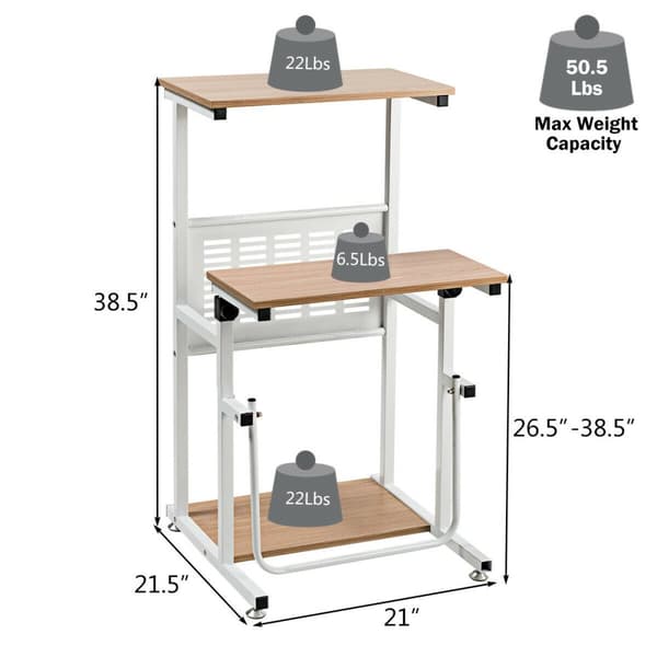 Justerbart stand-up skrivebord, 22x21x38,5 tommer, Eg