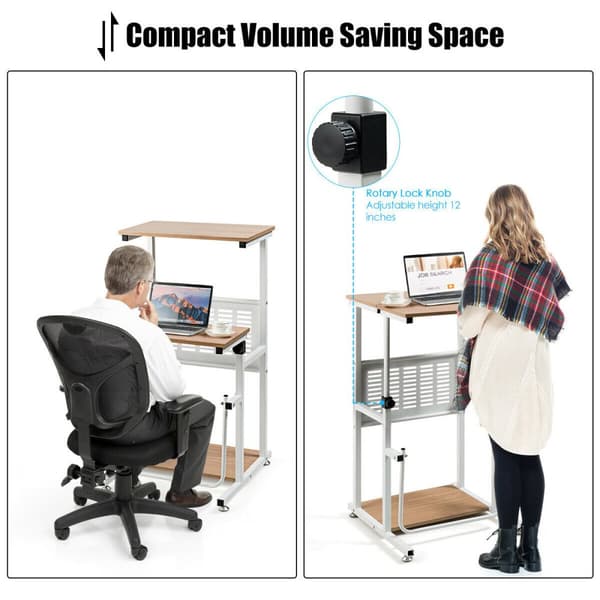 Justerbart stand-up skrivebord, 22x21x38,5 tommer, Eg