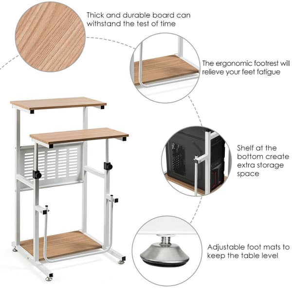Justerbart stand-up skrivebord, 22x21x38,5 tommer, Eg