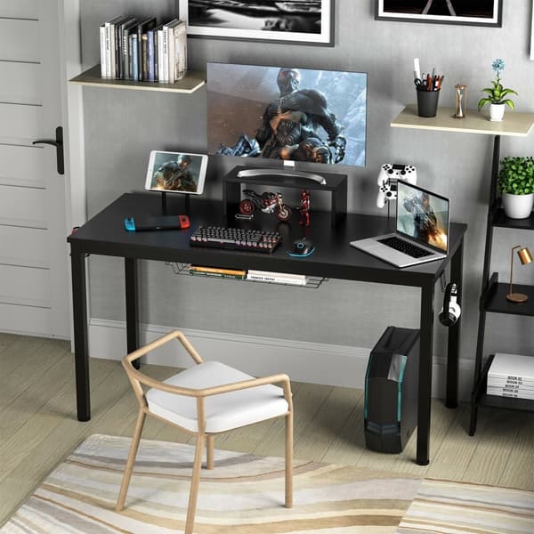 Gaming skrivebord, 155x60x94 cm, Sort