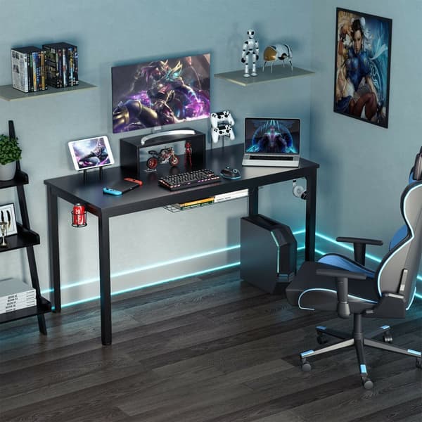 Gaming skrivebord, 155x60x94 cm, Sort