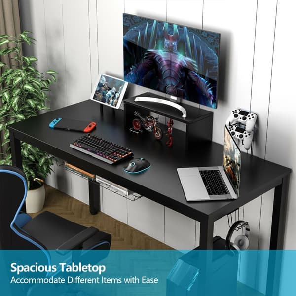 Gaming skrivebord, 155x60x94 cm, Sort