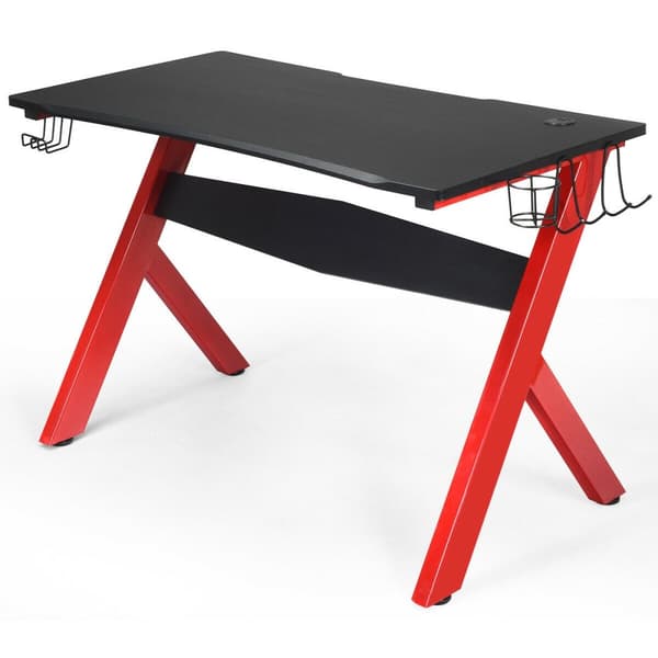 Datorspelsskrivbord, 48,5"x23,5"x30", Svart och Röd