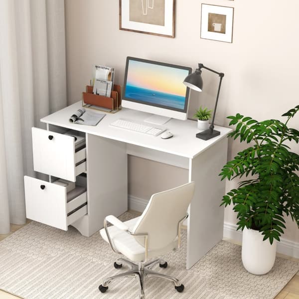 Computerskrivebord, 109x50x75 cm, Hvid