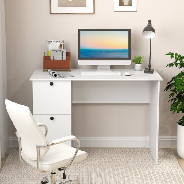 Computerskrivebord, 109x50x75 cm, Hvid
