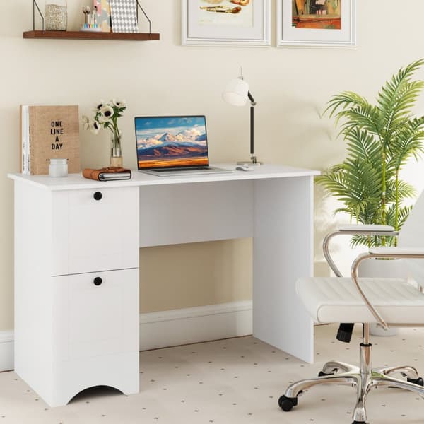 Computerskrivebord, 109x50x75 cm, Hvid